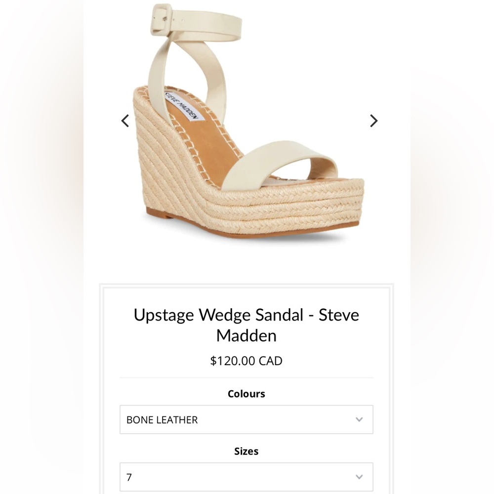 Upstage Steve Madden Leather Strap Espadrilles in Bone Size 7